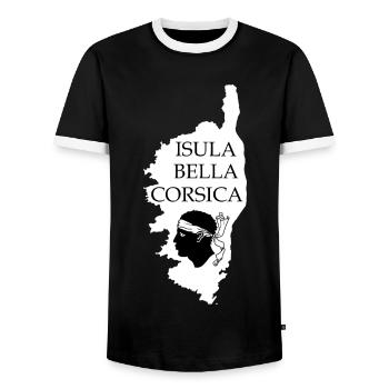 Isula Bella Corse France - T-shirt contrasté Homme - noir/blanc - Devant - AI Model Female 172 light (172cm) & AI Model Male 178 light (178cm)