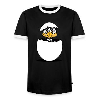 bouquet oeuf éclôt poussin émeu doux - T-shirt contrasté Homme - noir/blanc - Devant - AI Model Female 172 light (172cm) & AI Model Male 178 light (178cm)