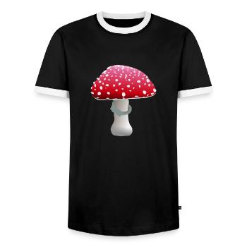 Fliegenpilz - Männer Kontrast-T-Shirt - Schwarz/Weiß - Vorne - AI Model Female 172 light (172cm) & AI Model Male 178 light (178cm)