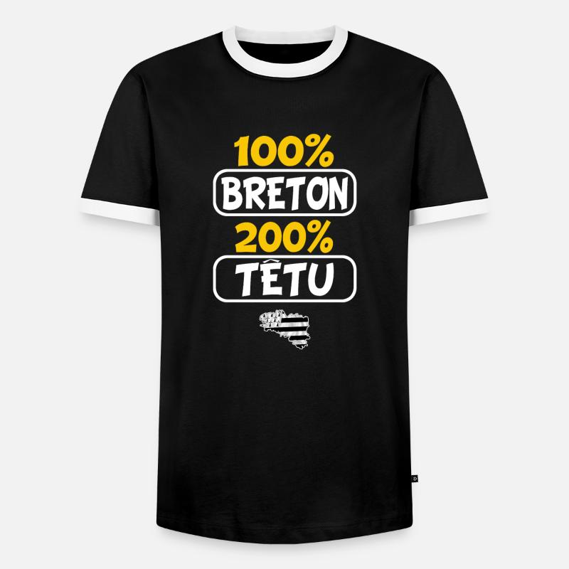 Breton stubborn - Men's Ringer Shirt - black/white