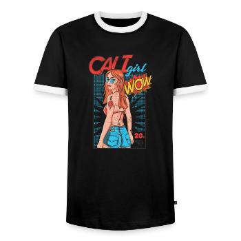 Beachgirl - Cover Girl - Magazine Design Geschenki - Männer Kontrast-T-Shirt - Schwarz/Weiß - Vorne - AI Model Female 172 light (172cm) & AI Model Male 178 light (178cm)