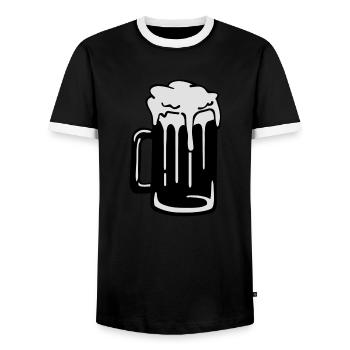 bier__f2 - Men's Ringer Shirt - black/white - Front - AI Model Female 172 light (172cm) & AI Model Male 178 light (178cm)