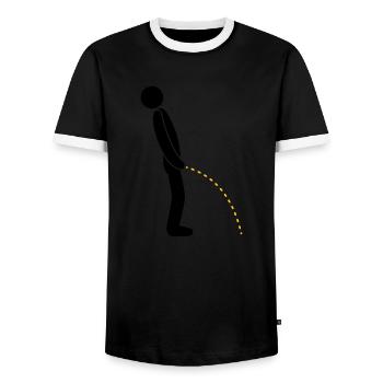 logo toilette pee piss debout - T-shirt contrasté Homme - noir/blanc - Devant - AI Model Female 172 light (172cm) & AI Model Male 178 light (178cm)