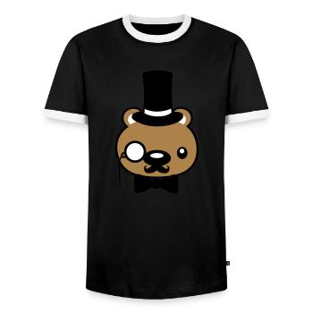 mr sir gentlemen teddybaer - Men's Ringer Shirt - black/white - Front - AI Model Female 172 light (172cm) & AI Model Male 178 light (178cm)