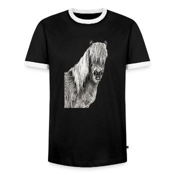 Chevaux cheval tête de cheval cavalier - T-shirt contrasté Homme - noir/blanc - Devant - AI Model Female 172 light (172cm) & AI Model Male 178 light (178cm)