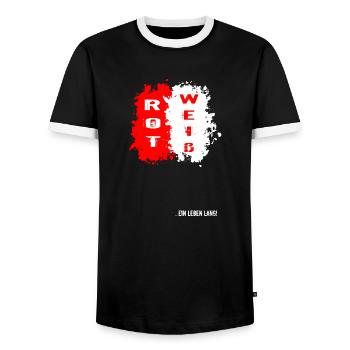 Rot Weiß - Ein Leben Lang Fußball Sport Geschenk - Männer Kontrast-T-Shirt - Schwarz/Weiß - Vorne - AI Model Female 172 light (172cm) & AI Model Male 178 light (178cm)