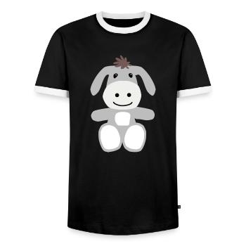 Droll Gray Donkey For Donkey Friends Gift - Men's Ringer Shirt - black/white - Front - AI Model Female 172 light (172cm) & AI Model Male 178 light (178cm)