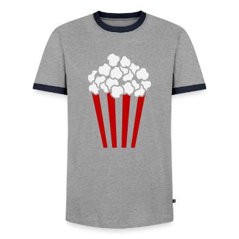 Popcorn Cube / Couleur personnalisable / 2c - T-shirt contrasté Homme - gris/marine  - Devant - AI Model Female 172 light (172cm) & AI Model Male 178 light (178cm)