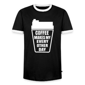 coffee makes my every other day - Men's Ringer Shirt - black/white - Front - AI Model Female 172 light (172cm) & AI Model Male 178 light (178cm)