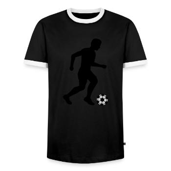 Silhouette Fußballer Sport Design - Männer Kontrast-T-Shirt - Schwarz/Weiß - Vorne - AI Model Female 172 light (172cm) & AI Model Male 178 light (178cm)