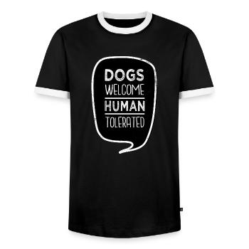 love dictons golden retriever beagle chemise - T-shirt contrasté Homme - noir/blanc - Devant - AI Model Female 172 light (172cm) & AI Model Male 178 light (178cm)