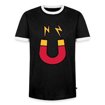 Lightning magnet logo funny - Men's Ringer Shirt - black/white - Front - AI Model Female 172 light (172cm) & AI Model Male 178 light (178cm)