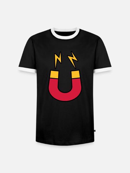 Lightning magnet logo funny - Men's Ringer Shirt - black/white