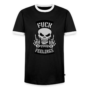 fuck your feelings citation - T-shirt contrasté Homme - noir/blanc - Devant - AI Model Female 172 light (172cm) & AI Model Male 178 light (178cm)