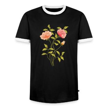Flowers - Men's Ringer Shirt - black/white - Front - AI Model Female 172 light (172cm) & AI Model Male 178 light (178cm)