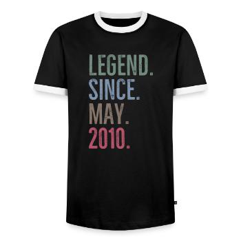 Legende seit Mai 2010 - Männer Kontrast-T-Shirt - Schwarz/Weiß - Vorne - AI Model Female 172 light (172cm) & AI Model Male 178 light (178cm)