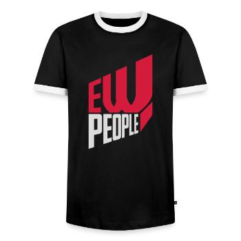 ew people funny quote - Men's Ringer Shirt - black/white - Front - AI Model Female 172 light (172cm) & AI Model Male 178 light (178cm)