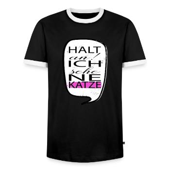 tier perserkatze seekatze humor geschenkidee - Männer Kontrast-T-Shirt - Schwarz/Weiß - Vorne - AI Model Female 172 light (172cm) & AI Model Male 178 light (178cm)