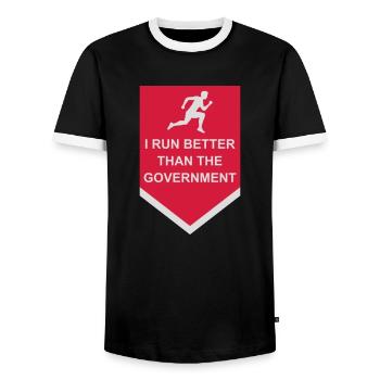 run better than government - Men's Ringer Shirt - black/white - Front - AI Model Female 172 light (172cm) & AI Model Male 178 light (178cm)