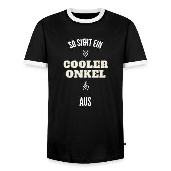 Nur so sieht ein cooler Onkel aus - Männer Kontrast-T-Shirt - Schwarz/Weiß - Vorne - AI Model Female 172 light (172cm) & AI Model Male 178 light (178cm)