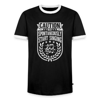 may spontaneously start singing - Männer Kontrast-T-Shirt - Schwarz/Weiß - Vorne - AI Model Female 172 light (172cm) & AI Model Male 178 light (178cm)