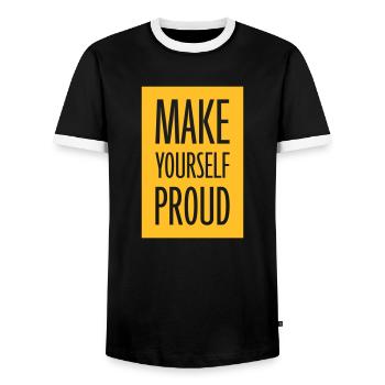 make yourself proud Zitat - Männer Kontrast-T-Shirt - Schwarz/Weiß - Vorne - AI Model Female 172 light (172cm) & AI Model Male 178 light (178cm)