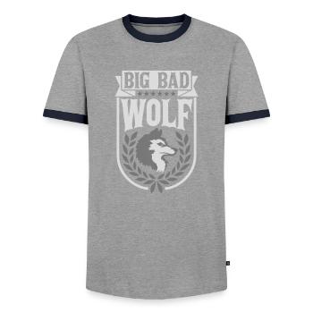 big bad wolf quote - Men's Ringer Shirt - grey/navy  - Front - AI Model Female 172 light (172cm) & AI Model Male 178 light (178cm)