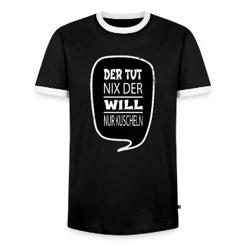 säugetier spruch geschenk raubkatze geek - Männer Kontrast-T-Shirt - Schwarz/Weiß - Vorne - AI Model Female 172 light (172cm) & AI Model Male 178 light (178cm)