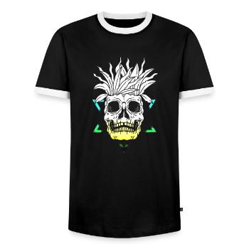Skeleton Skeleton Skater bone Skull skeleton head - Men's Ringer Shirt - black/white - Front - AI Model Female 172 light (172cm) & AI Model Male 178 light (178cm)