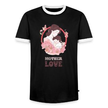 Mother love - Men's Ringer Shirt - black/white - Front - AI Model Female 172 light (172cm) & AI Model Male 178 light (178cm)