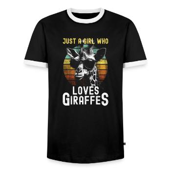 Juste une fille qui aime les girafes - Mignonne girafe - T-shirt contrasté Homme - noir/blanc - Devant - AI Model Female 172 light (172cm) & AI Model Male 178 light (178cm)