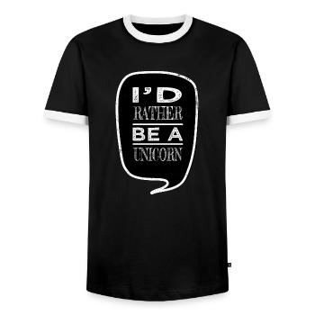 Dessin animé licorne cadeaux d’anniversaire geek - T-shirt contrasté Homme - noir/blanc - Devant - AI Model Female 172 light (172cm) & AI Model Male 178 light (178cm)