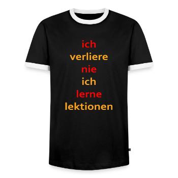 boardgame chess backgammon game night - Männer Kontrast-T-Shirt - Schwarz/Weiß - Vorne - AI Model Female 172 light (172cm) & AI Model Male 178 light (178cm)