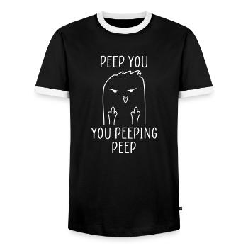 Humour d’oiseau Cool Dire drôle - T-shirt contrasté Homme - noir/blanc - Devant - AI Model Female 172 light (172cm) & AI Model Male 178 light (178cm)