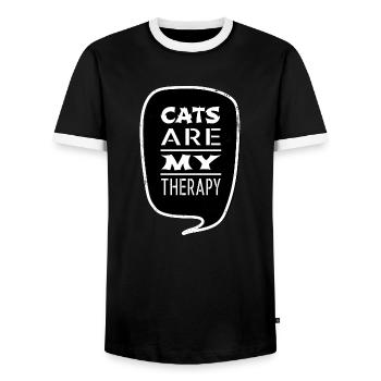 funny sayings birthday present happy sayings - Men's Ringer Shirt - black/white - Front - AI Model Female 172 light (172cm) & AI Model Male 178 light (178cm)