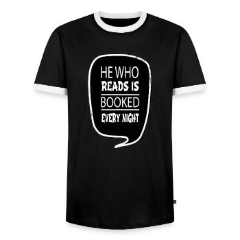 book children i love books jokes jokes geek sayings - Men's Ringer Shirt - black/white - Front - AI Model Female 172 light (172cm) & AI Model Male 178 light (178cm)