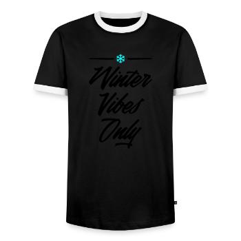 winter vibes only 2 - Männer Kontrast-T-Shirt - Schwarz/Weiß - Vorne - AI Model Female 172 light (172cm) & AI Model Male 178 light (178cm)