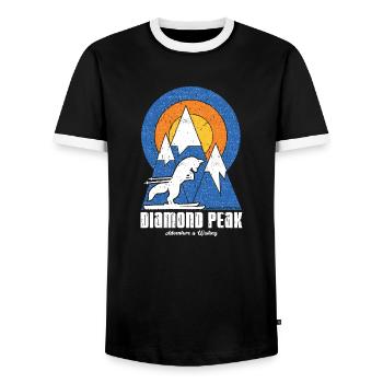 Retro Diamond Peak Ski White Fox - Men's Ringer Shirt - black/white - Front - AI Model Female 172 light (172cm) & AI Model Male 178 light (178cm)