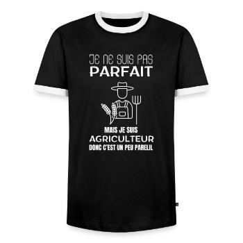 Agricuteur apero et potes - T-shirt contrasté Homme - noir/blanc - Devant - AI Model Female 172 light (172cm) & AI Model Male 178 light (178cm)