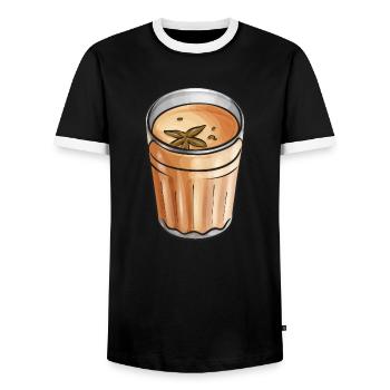 Thé Chai Masala Chai - T-shirt contrasté Homme - noir/blanc - Devant - AI Model Female 172 light (172cm) & AI Model Male 178 light (178cm)