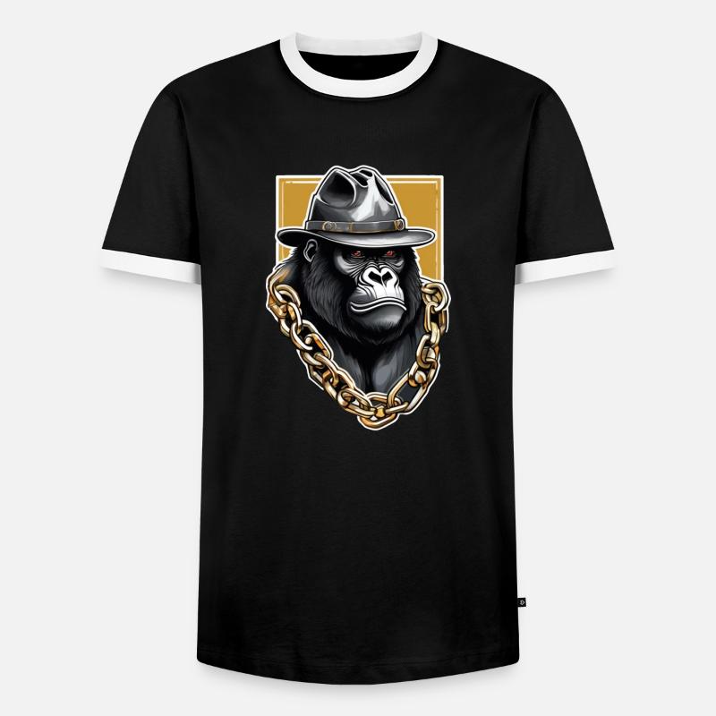 Gorilla mit Goldkette - Männer Kontrast-T-Shirt - Schwarz/Weiß