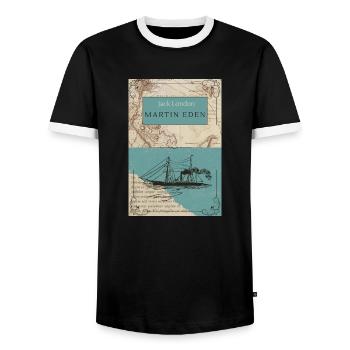 Martin Eden - Jack Lonndon - Men's Ringer Shirt - black/white - Front - AI Model Female 172 light (172cm) & AI Model Male 178 light (178cm)