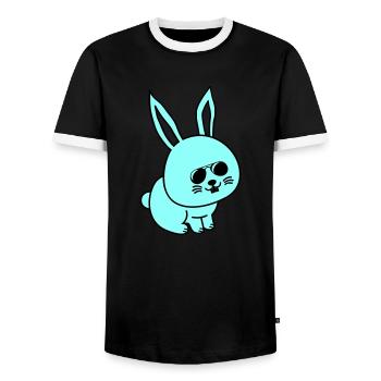 Lapin Bande Dessinée Cool - T-shirt contrasté Homme - noir/blanc - Devant - AI Model Female 172 light (172cm) & AI Model Male 178 light (178cm)