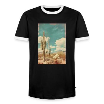 Cacti in the Desert | AI - Men's Ringer Shirt - black/white - Front - AI Model Female 172 light (172cm) & AI Model Male 178 light (178cm)