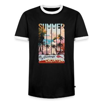 Croatia hrvatska kroatien hrv hr travel Zadar - Men's Ringer Shirt - black/white - Front - AI Model Female 172 light (172cm) & AI Model Male 178 light (178cm)