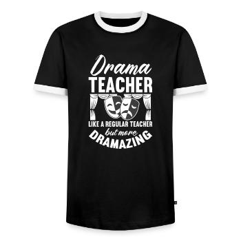 professeur d’art dramatique enseignant régulier dramazing design - T-shirt contrasté Homme - noir/blanc - Devant - AI Model Female 172 light (172cm) & AI Model Male 178 light (178cm)