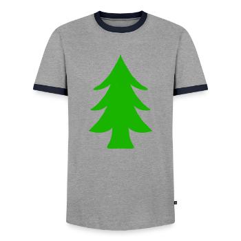 Fir tree - Men's Ringer Shirt - grey/navy  - Front - AI Model Female 172 light (172cm) & AI Model Male 178 light (178cm)