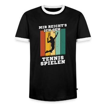 Tennis Vintage Retro Tennisspieler Sport Hobby - Männer Kontrast-T-Shirt - Schwarz/Weiß - Vorne - AI Model Female 172 light (172cm) & AI Model Male 178 light (178cm)