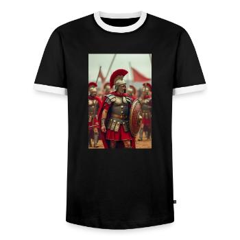 Le centurion commande, les mythes slaves persistent dans le - T-shirt contrasté Homme - noir/blanc - Devant - AI Model Female 172 light (172cm) & AI Model Male 178 light (178cm)