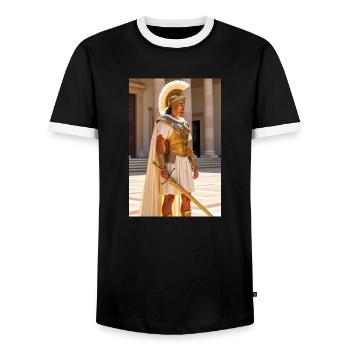 White-gold guard stills, Slavic frost veils Rome’s - Men's Ringer Shirt - black/white - Front - AI Model Female 172 light (172cm) & AI Model Male 178 light (178cm)
